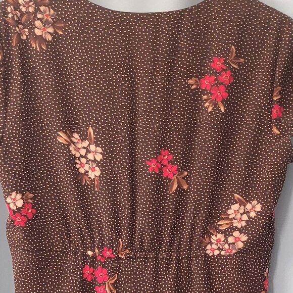 Robbie Bee Black Floral Polka Dot Dress – Size 12, Vintage Style, Cap Sleeves - Picture 6 of 6